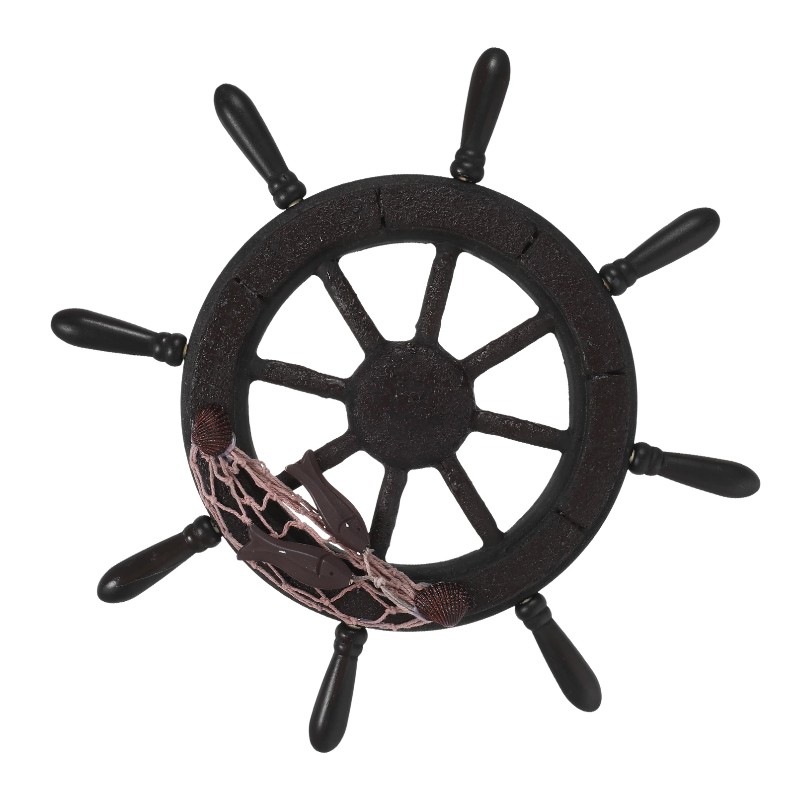 

Wooden Ship Wheel Wall Decor 34cm Retro Mediterranean Style Nautical Steering Beach Ornament Rudder Hang Home Aesthetic