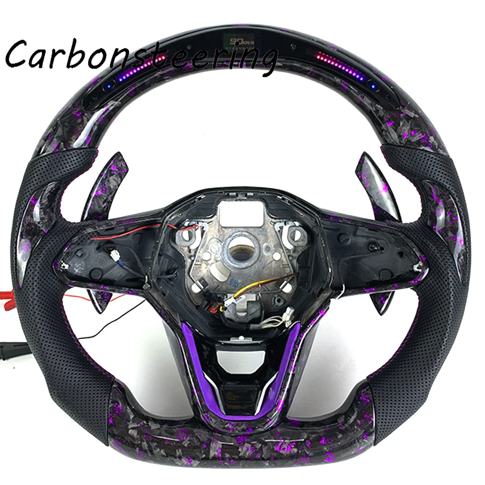 

For Volkswagen Golf 8 MK8 R MK5 MK6 MK7 Polo GTI Scirocco Custom Forged Carbon Fiber Steering Wheel with LED RPM Racing Style