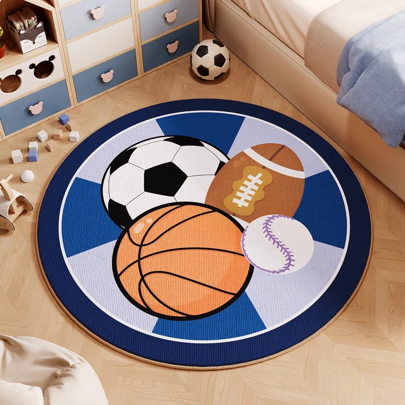 Cartoon Style Bedroom Decor Round Carpet Thicken Anti-slip Carpets for Living Room Washable Children's Mat Home Fluffy Plush Rug