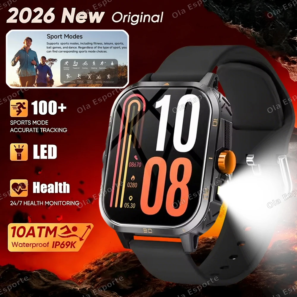 

2026 New Military-grade Smart Watch Men GPS Track Flashlight 3ATM Waterproof Watch Bluetooth Call Sports Outdoor Smartwatch HW12