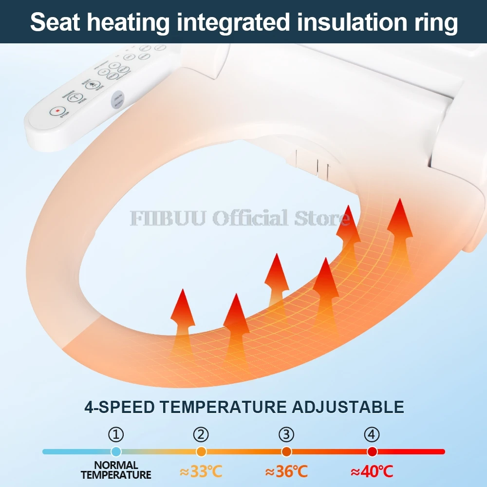 Imagem -05 - Smart Toilet Seat Cover Lavagem de Nádegas Bocal Oscilante Tampa para Banheiro Secagem a ar Quente Luz Noturna Aquecimento do Assento