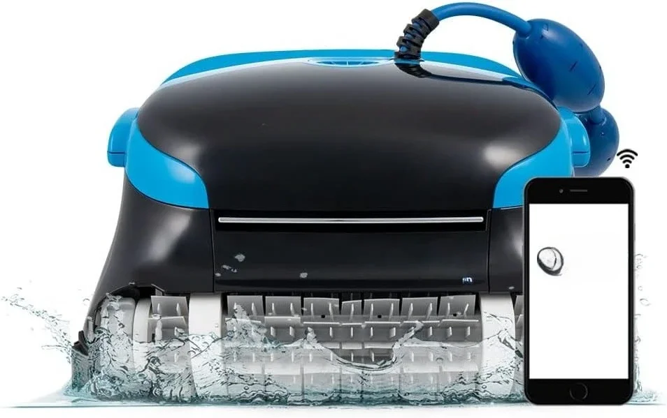 

Plus Wi-Fi Automatic Robotic Pool Vacuum Cleaner, Never Charging, with Wall Climbing Scrubber Brush,up to 50 FT