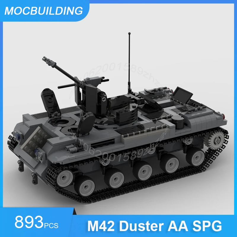 MOC Building Blocks M42 Duster AA SPG Tank 1:20 Scale Model DIY Assemble Bricks Creative Educational Military Toys Gifts 893PCS