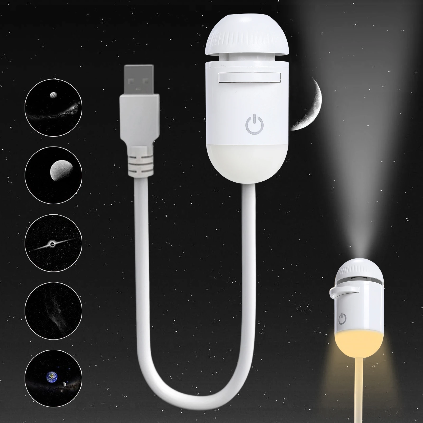2-in-1 Mini Galaxy Projector Night Light USB Starry Sky Night Light Projector with 360° Rotating Design Mini LED Projection Lamp