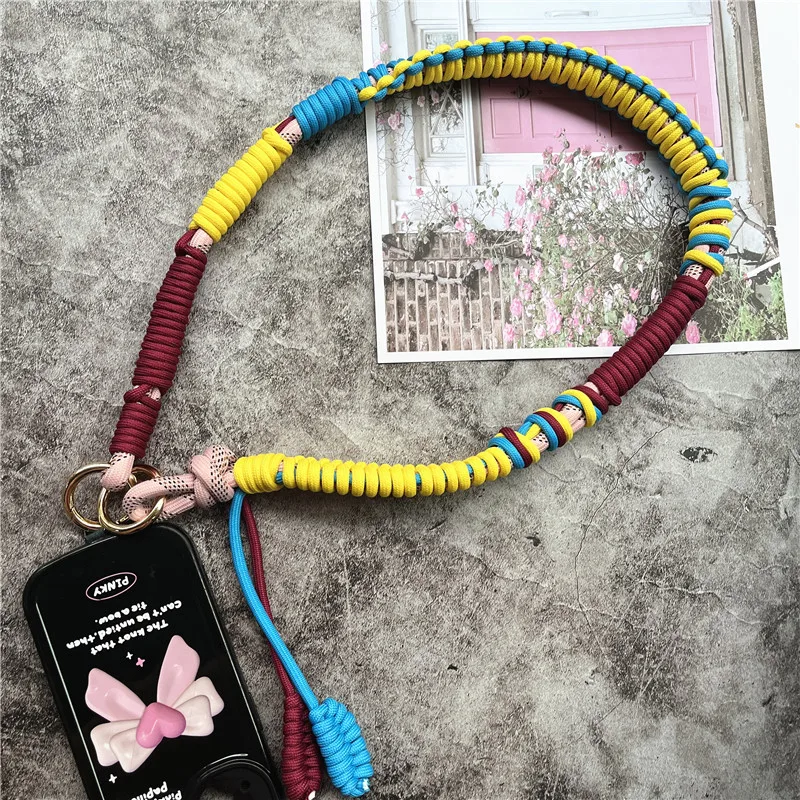 Shoulder Strap Handwoven Lanyard Strap for Phone Strap Contrast Color Landyards Braided Accessories Bag Body Kit Decorate Rope