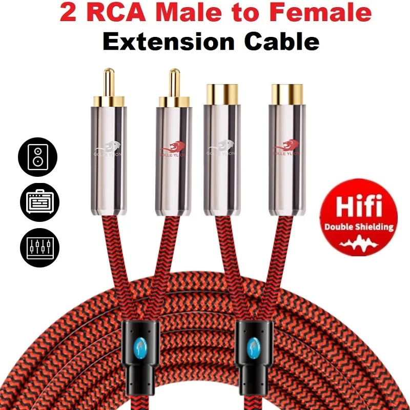 

Dual RCA Male to Female Audio Cable for Amplifier Speaker TV DVD CD Player Phono Home Theater System 2 RCA Extension Cords