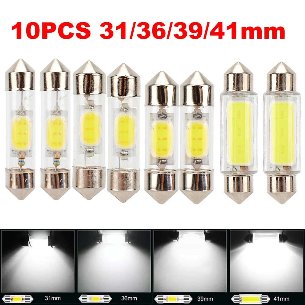 10pcs C5W Led C10W Lights Interior Light 31mm 36mm 39mm 41mm Car Dome Lamp Reading Light Auto Lamp 12V 6000K