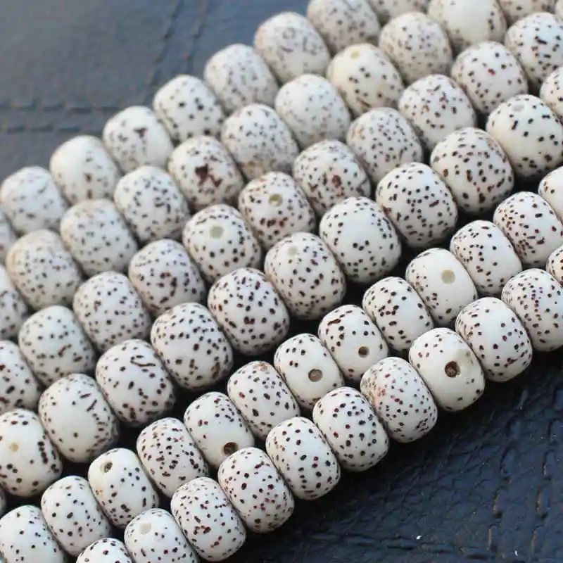 114PCS Natural Original White Star Moon Lotus Bodhi Seeds Beads Strand Tibetan Barrel Bead 7mm 8mm BRO900