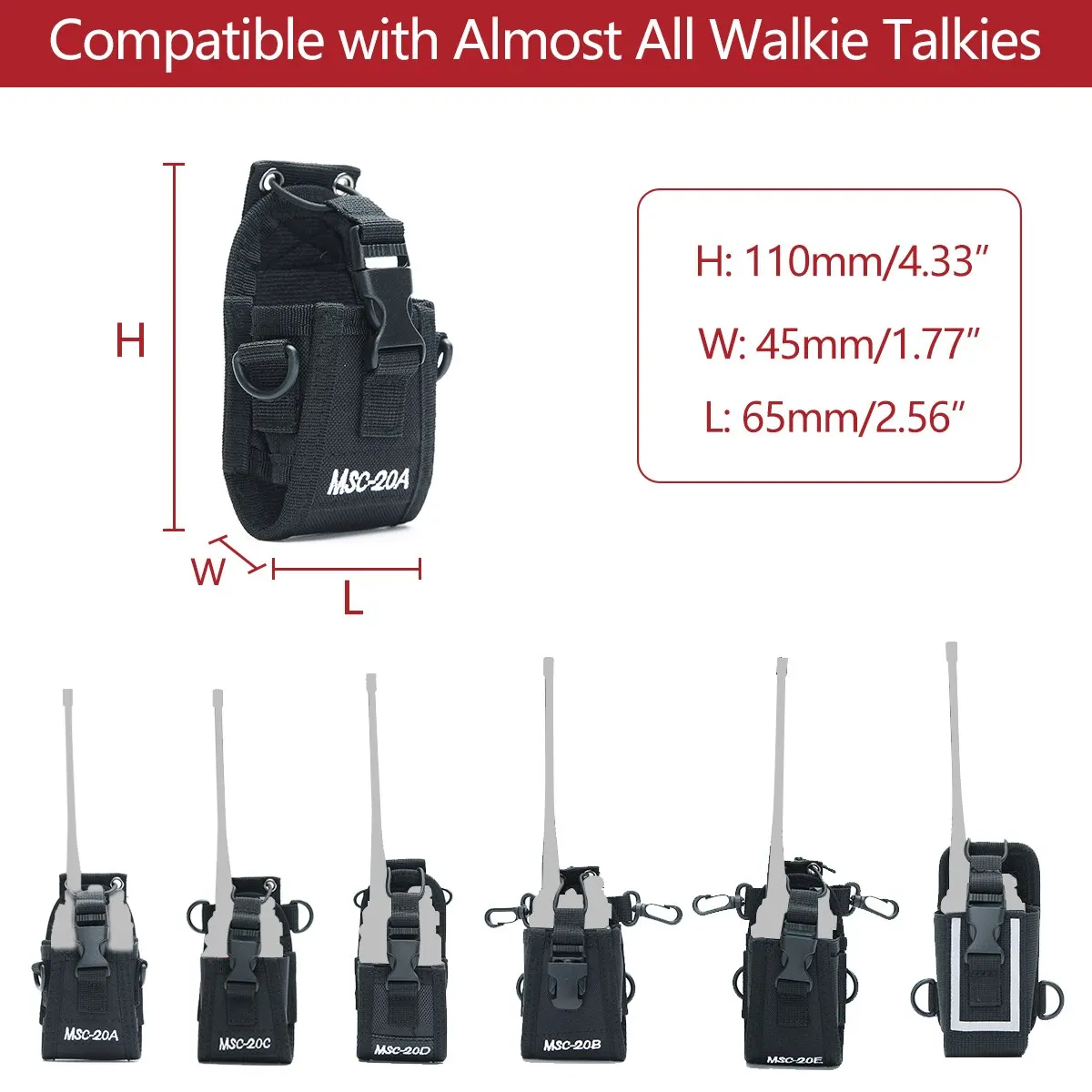 ยุทธวิธี walkie talkie POUCH กระเป๋าวิทยุสื่อสาร Oxford MOLLE กีฬากลางแจ้งสำหรับ5R Baofeng UV ซองโทรศัพท์ K5 UV