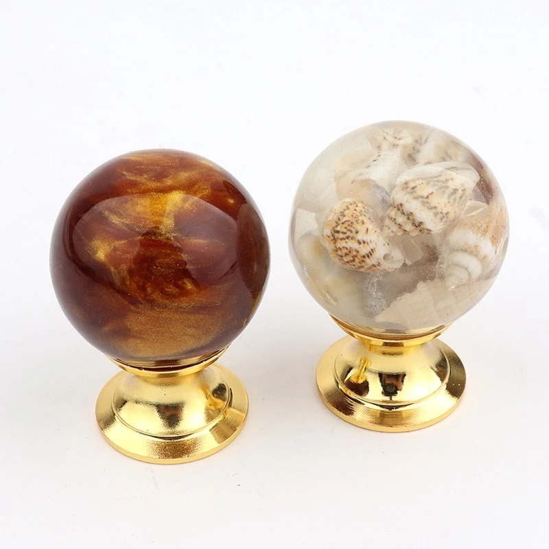 Luxury Amber Shell Tiger Eye Gold Cabinet Door Handles Drawer Door Window Kitchen Furniture Hardware Handle