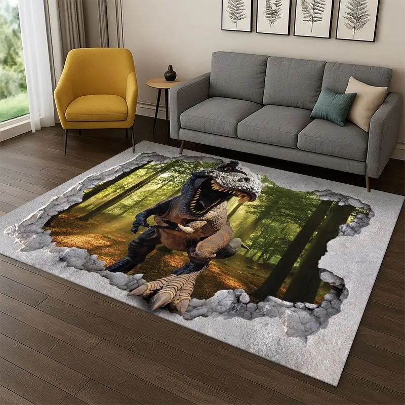 Illusion Pattern Hallucination Dino Carpet Rug for Bedroom Living Room Sofa Playroom Doormat Home Decor Non-slip kids