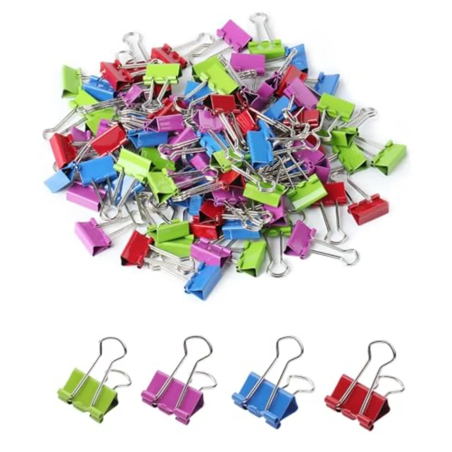 Small Colored Binder Clips 100 Pack