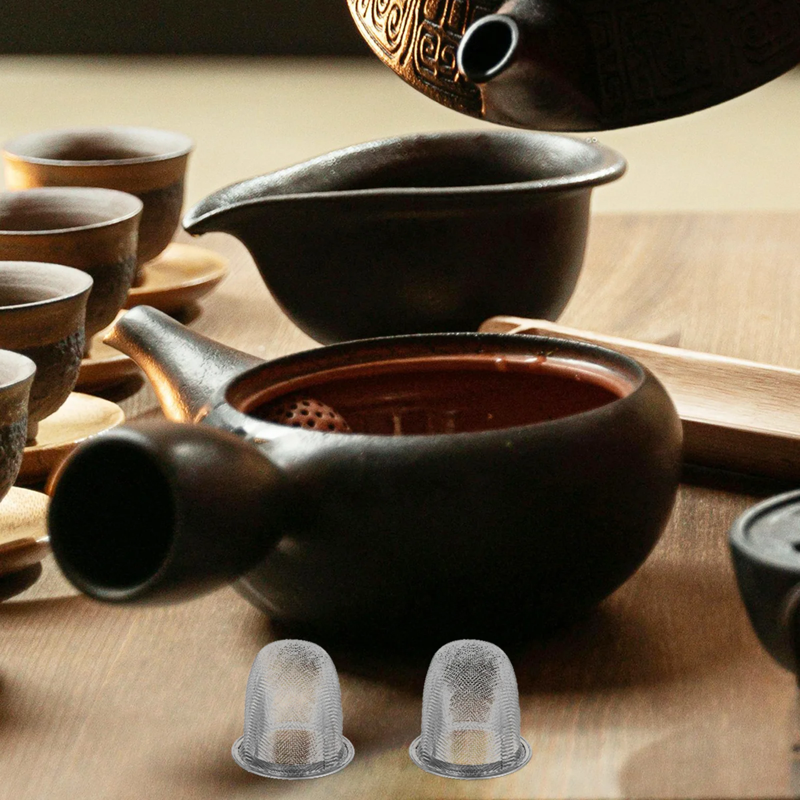 

2pcs Stainless Steel Tea Filter Strainer Fine Mesh Reusable Loose Leaf Infuser For Teapot Brewing Coffee Spice Mesh Strainer
