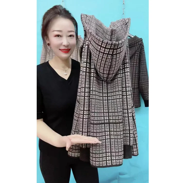 Herfst Winter Grote Maat Mommy Capuchon wollen jas Dames Losse Warme Open Cardigan Buitenkleding Dames Top Casual Sle