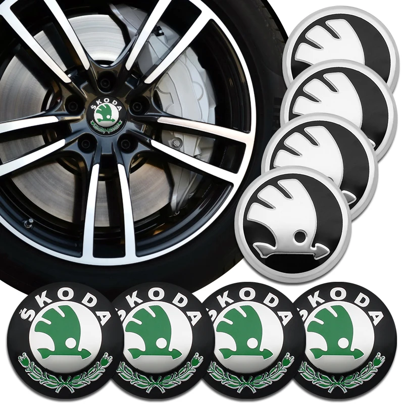 

4pc 56mm Car Wheel Center Hub Cap Sticker Badge Emblem Decals For Skoda Rapid Superb Octavia VIRS Kodiaq Fabia A5 A7 Accessories