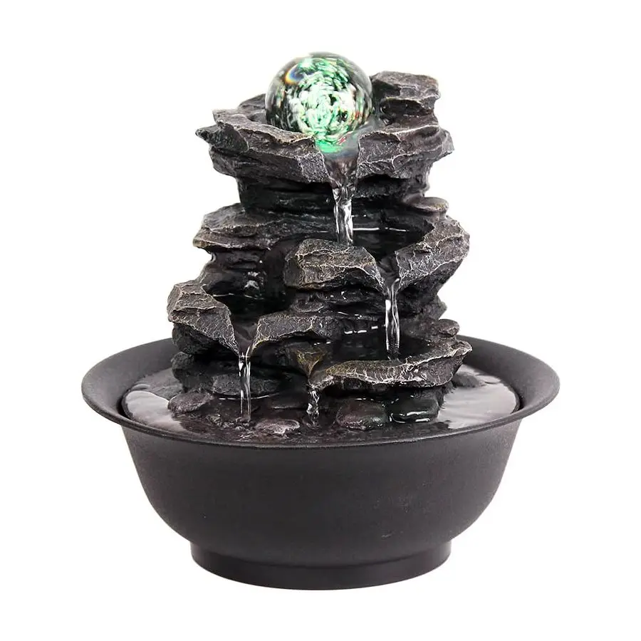 

USB Powered, Hypnotic Waterfall Feature with ColorChanging LED Light, Compact Tabletop Design for Home, Office,Bedroom Decor, Re