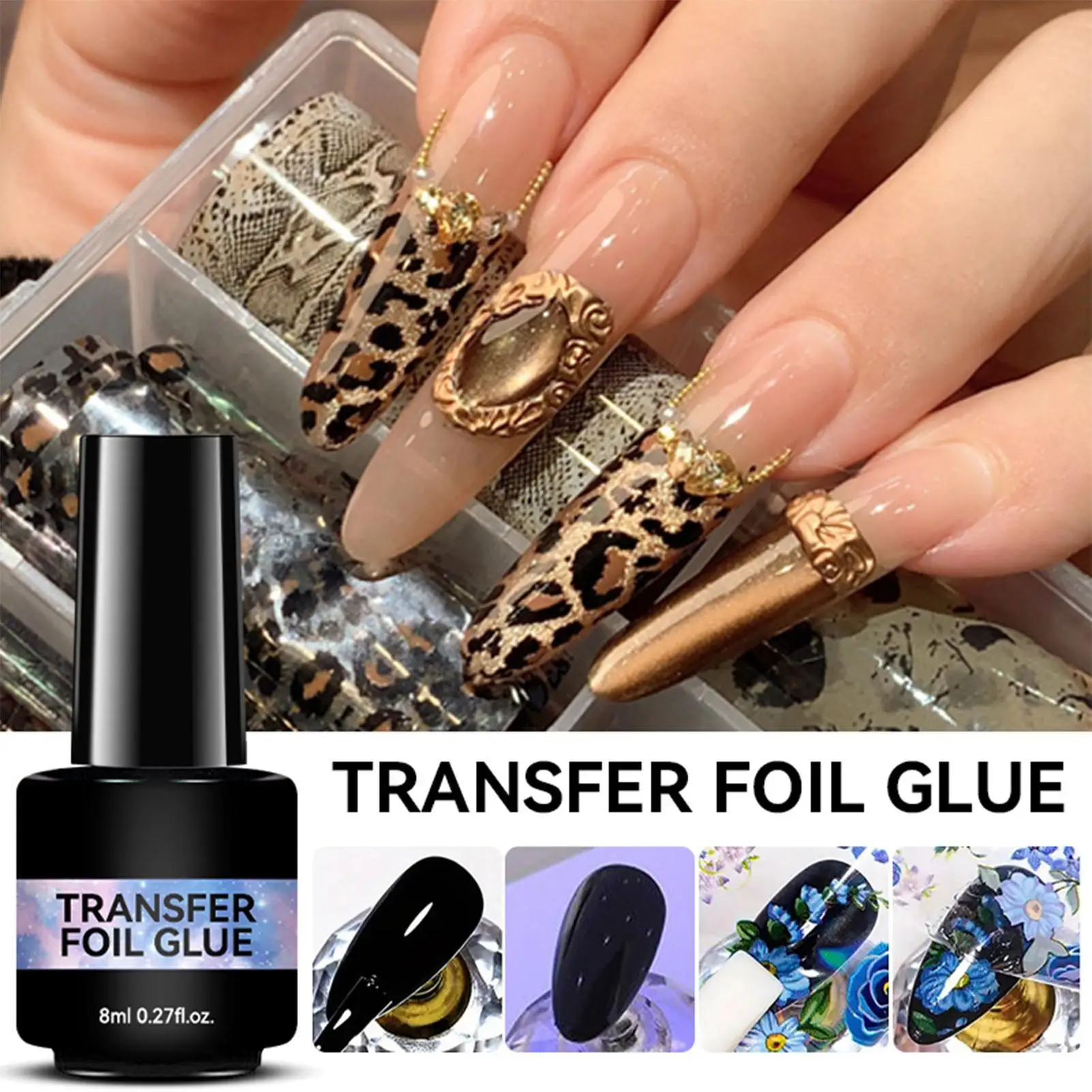 

8ml Transfer Foil Glue For Starry Nails Semi-Permanant Varnish For Adhesive Sticker Nail Glue Soak Off UV LED Gel Nails art