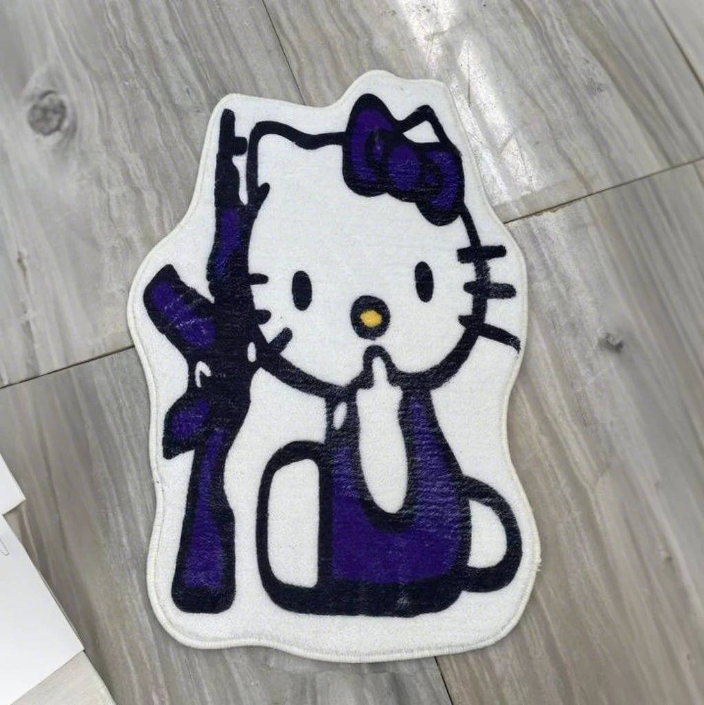 Hello Kitty peluş zemin Mat banyo kapısı emici kaymaz ayak Mat yatak odası başucu dekorasyon taklit kaşmir halı