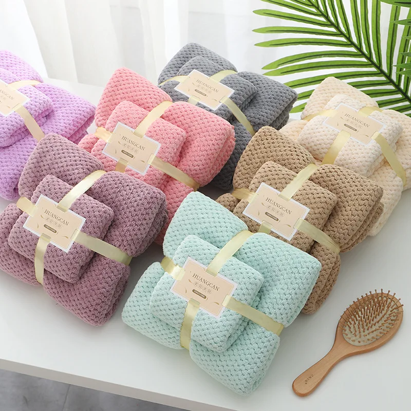 Set handuk mandi serat mikro, Set handuk mandi menyerap bulu karang, handuk tangan renang, Set handuk mikrofiber