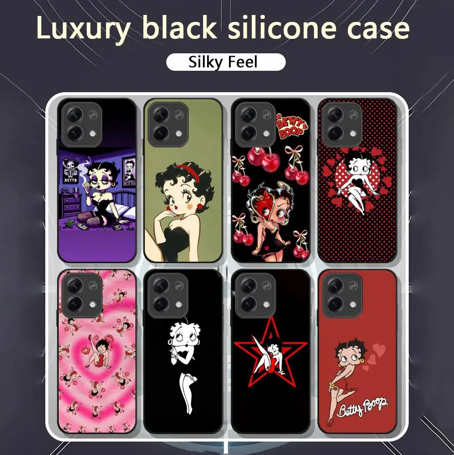 B-bet-ty boop cute design girl Phone Case For Xiaomi Redmi Note 13,12,11, 10 Pro Plus S,  5G, 12S, Soft Black Phone Cover