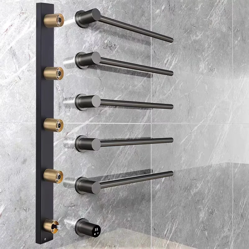 Intelligent Electric Heated Towel Rail Smart Bathroom Towel Dryer Hidden Temperature control and timer Five poles for Bathroom