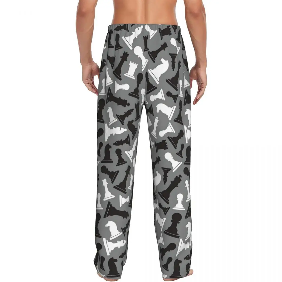 Celana Piyama Pria Motif Catur dengan Kantong