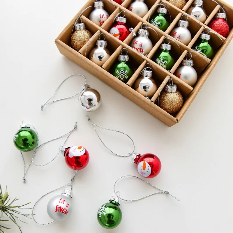 Christmas Ball Ornaments Set Painted Baubles Boxed Christmas Tree Hanging Decor Holiday Home Decoration