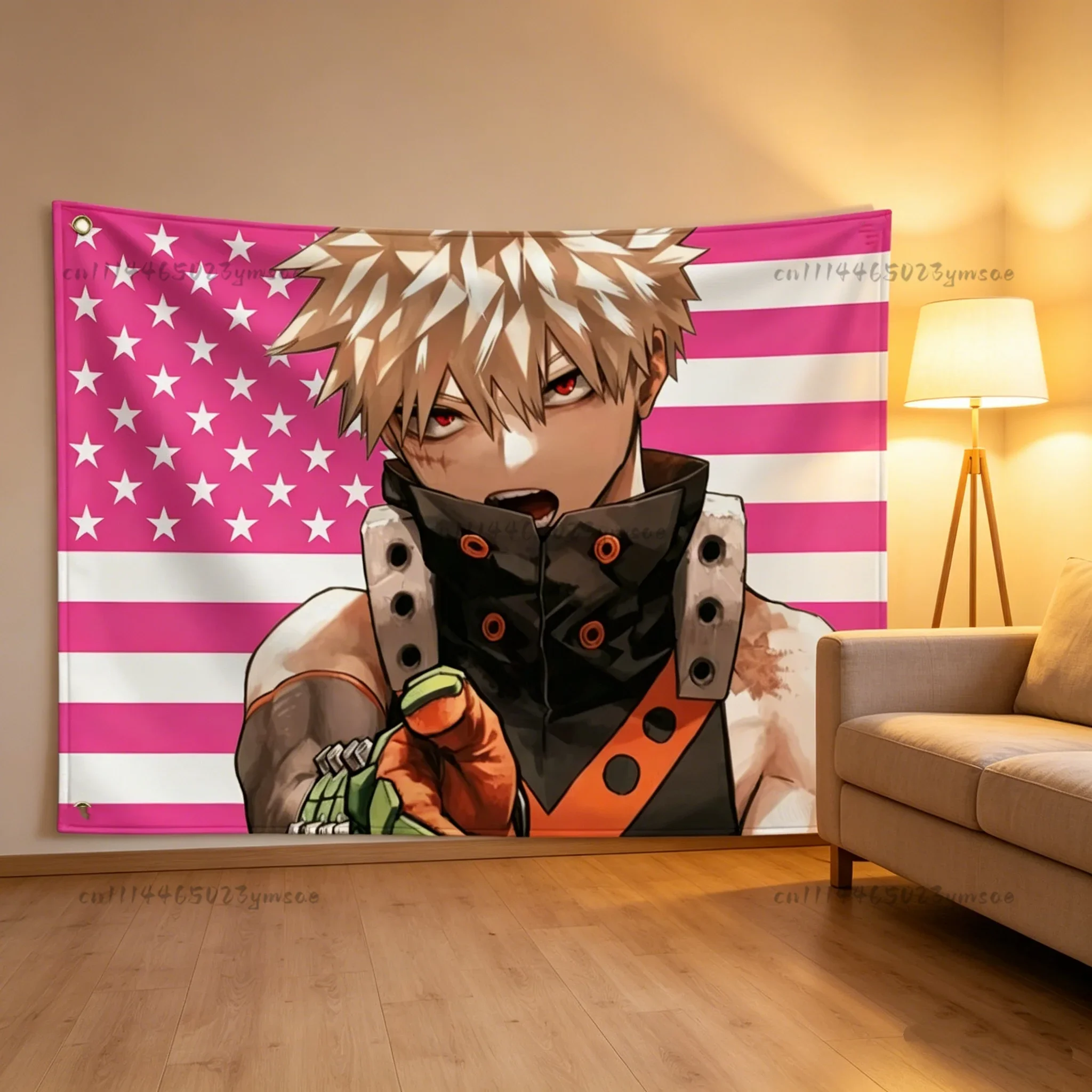 VIKAMA MHA Bakugo Deku Flag Tapestry Wall Hanging, 6 Designs, Wall Decor for Bedroom Living Room Dorm