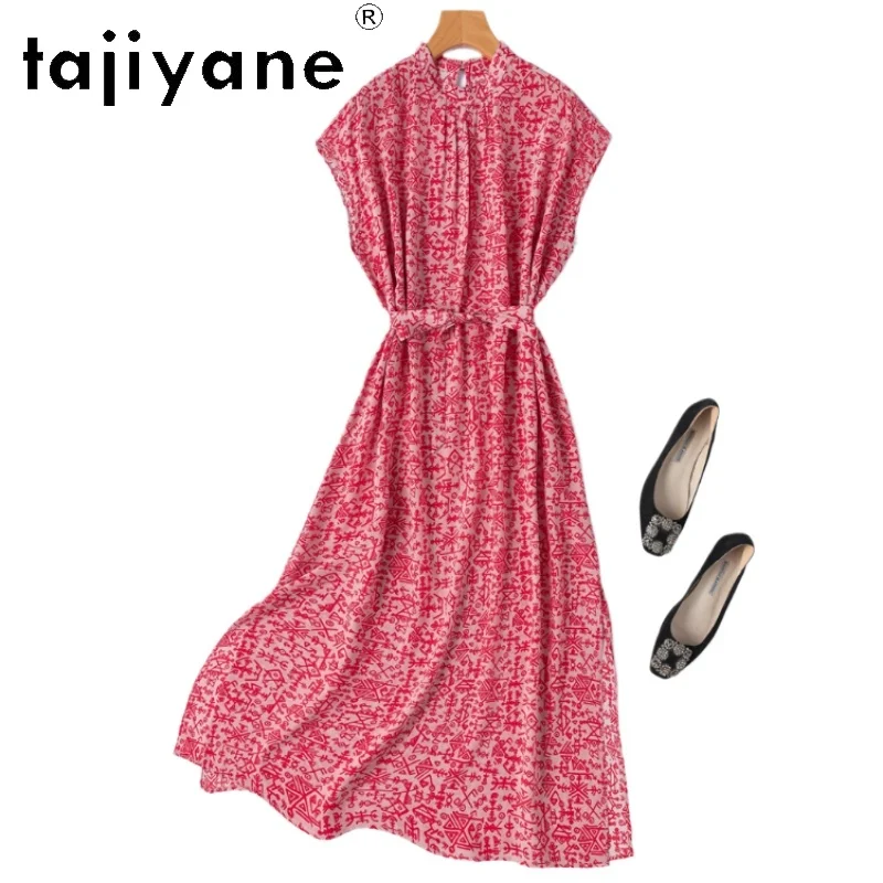

TAJIYANE 100% Natural Mulberry Silk Dresses 2025 Woman Summer Long Dress Elegant Party Dresses Women Clothing Vestidos Largos