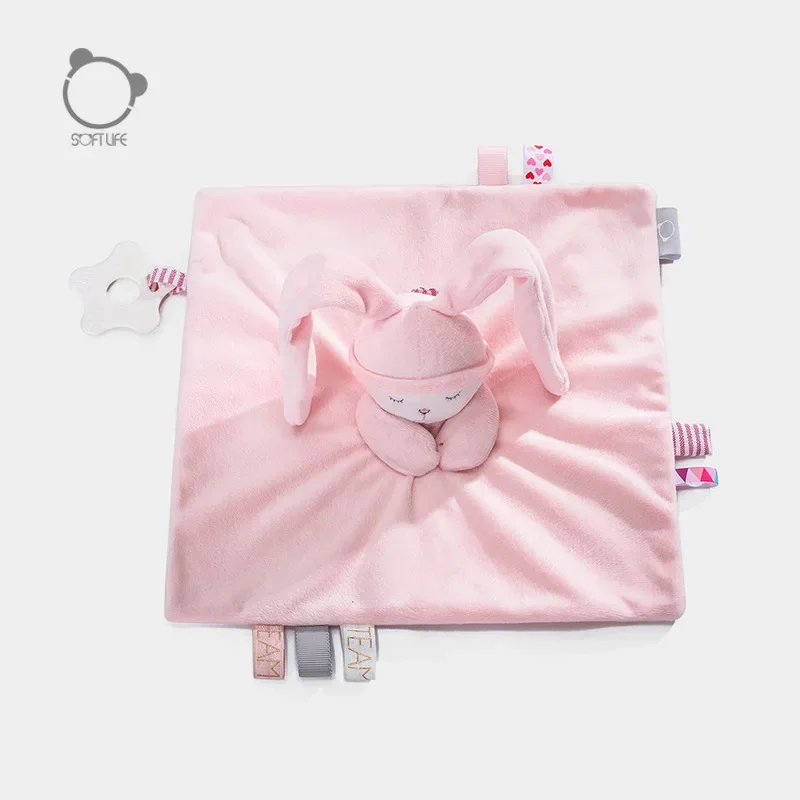 Baby Towel Pink Rabbit Comforting Towel Baby Sleeping Comforting Doll Sleeping Toy Towel