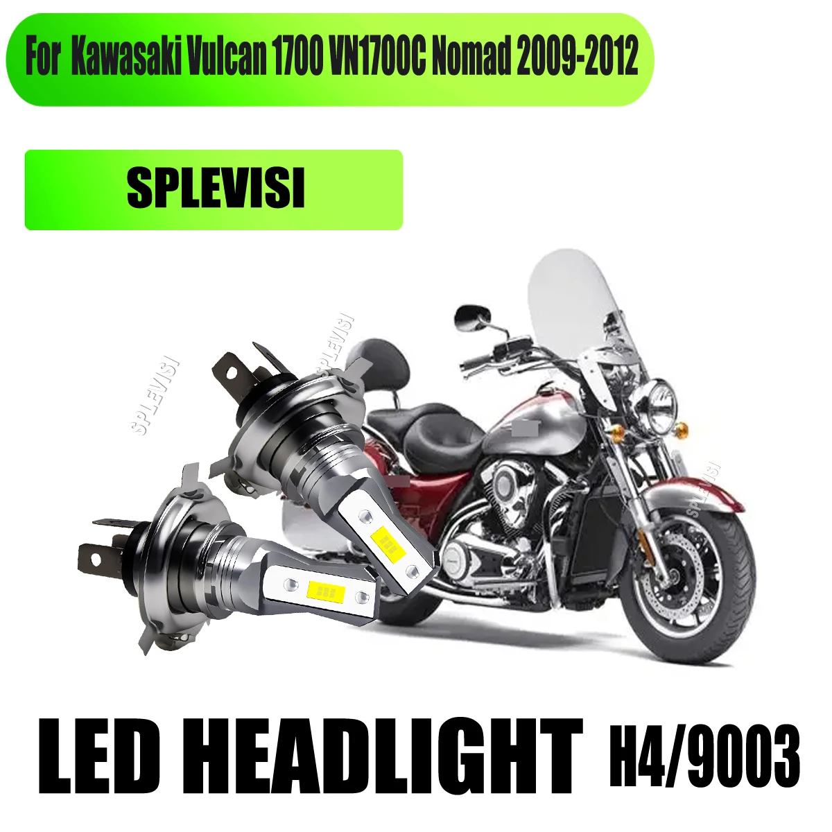 

9003 H4 CSP LED White Headlight Aluminum Alloy Body Heat Dissipation For Kawasaki Vulcan 1700 VN1700C Nomad 2009 2010 2011 2012
