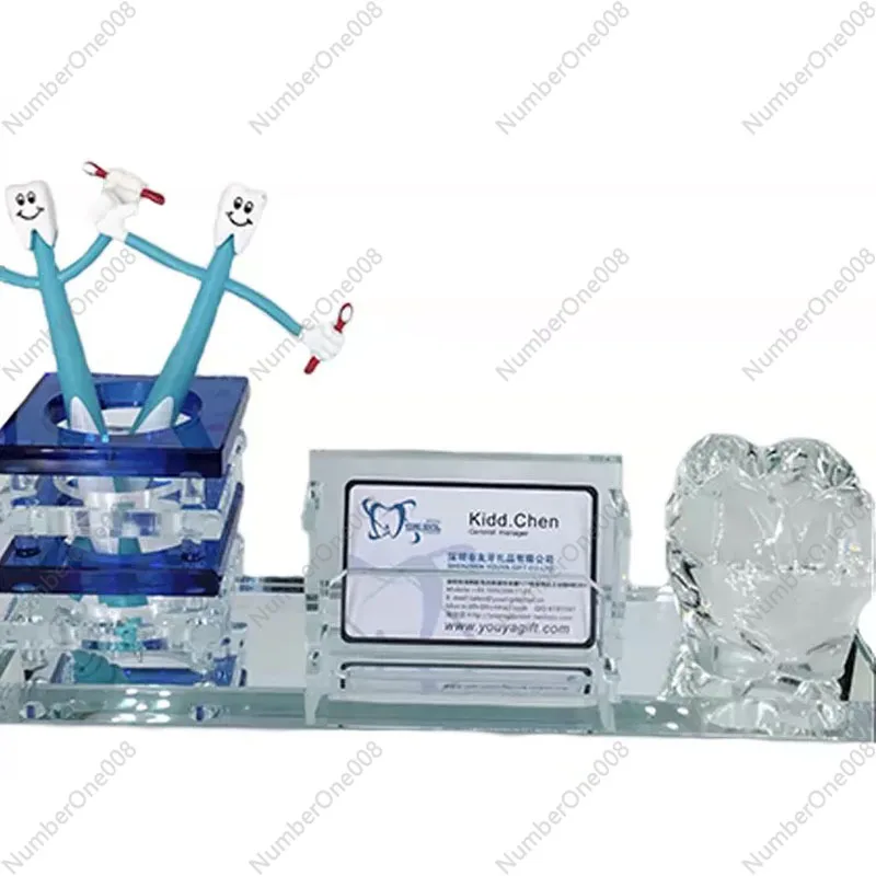 

Dental Crystal Molar Business Card Holder+Pen Holder Set Dental Gift for Dental Clinic Decoration