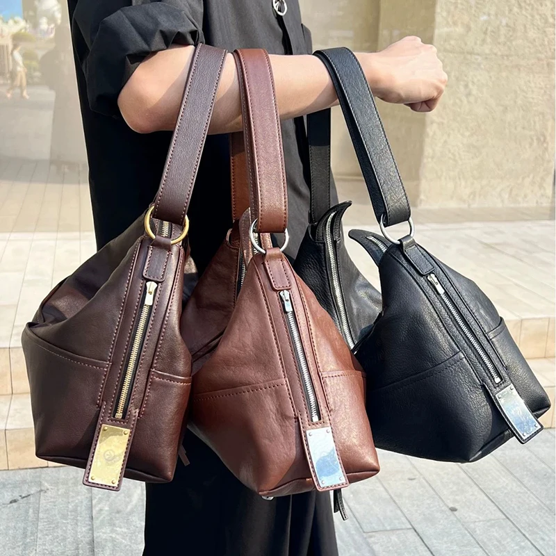 

Summer new cowhide shoulder crossbody bag large capacity commuting casual soft bag