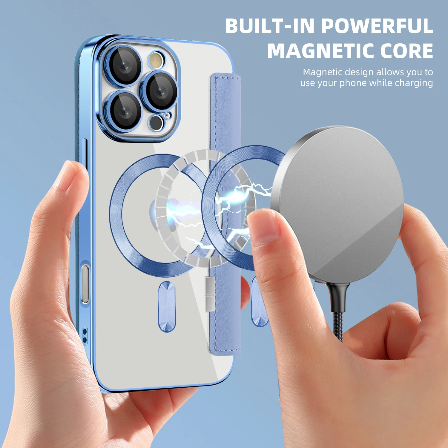 حافظة جلدية مغناطيسية قابلة للطي لهاتف آيفون 16 15 14 13 12 11 Pro Max 16 Plus 16E شحن لاسلكي محفظة بطاقات شفافة غطاء كابا #3