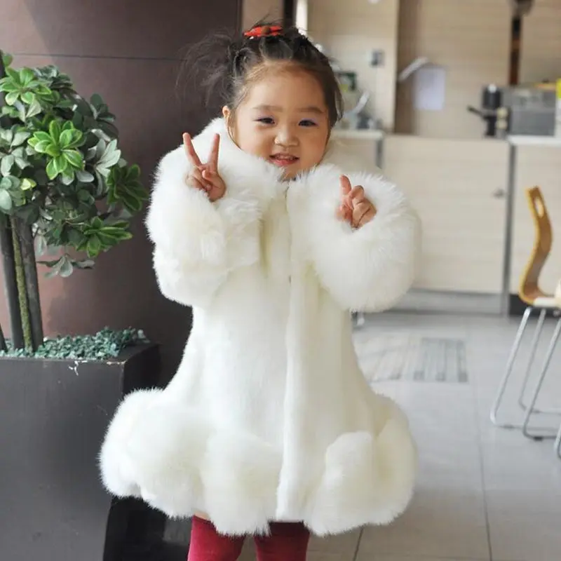 Children's Jacket Winter Fashion Solid Faux Mink Fox Fur Coat for Teen Girl Soft Warm Overcoat