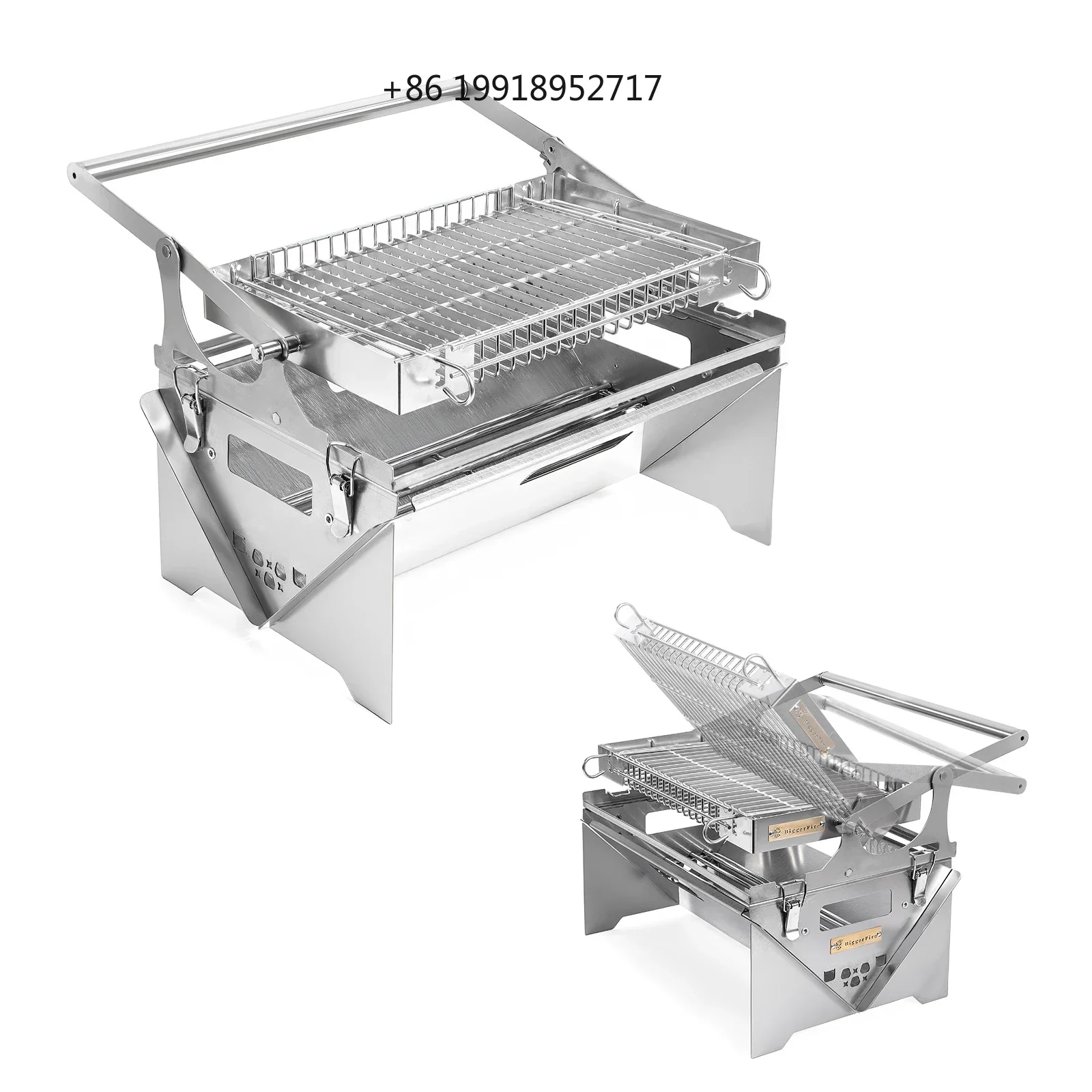 Flip Grill 360° Rotating Barbecue Grill, Manual Push-Pull Auto Flipping Charcoal Grill for Outdoor Camping & Picnics JJ128