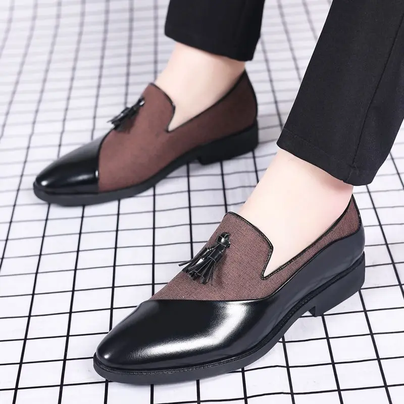 

Pointed Toe Height Increasing Splicing Men's Leather Shoes New in Size 45 Fashion 2025 Common Slip-on Male Casual Shoe on Sale