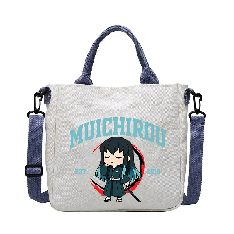 Dämon Slayer Umhängetasche Mitsuri Kanroji Giyu Tomioka Handtasche Frauen Männer Schulter Taschen Outdoor Tragbare Platz Leinwand Tasche Geschenk