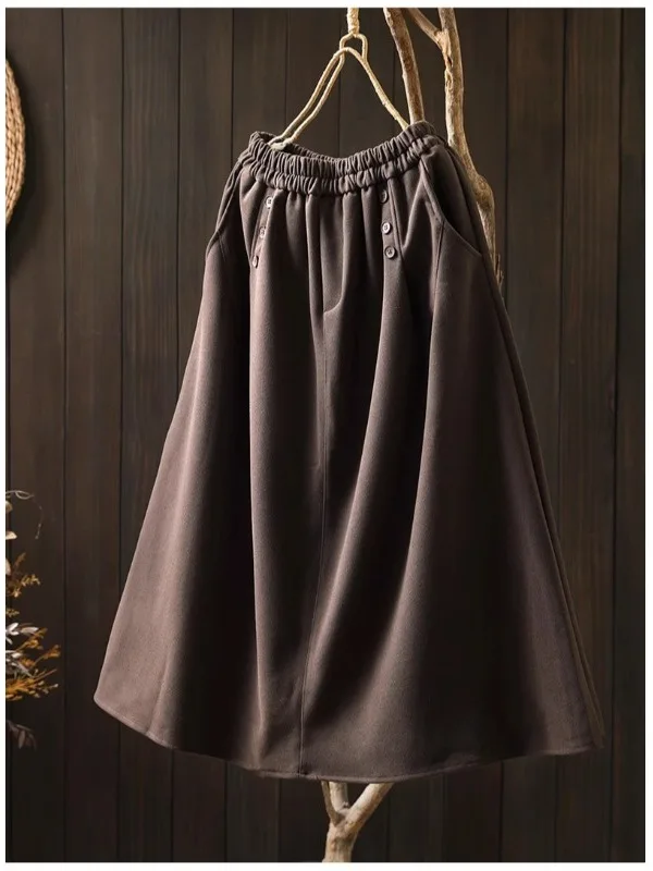 Gonna longuette ampia da donna Gonna a trapezio a vita alta Sweet Sle con orlo a pieghe Gonna Faion autunnale adatta per i pendolari