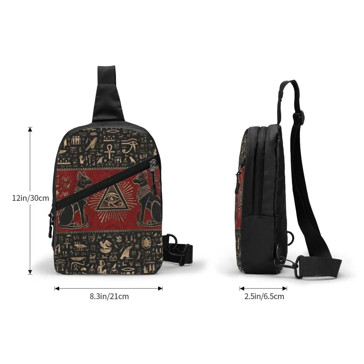 Antico egitto occhio di Horus Sling Chest Bag egiziano Bastet Cat Shoulder Crossbody zaino per uomo ciclismo campeggio Daypack