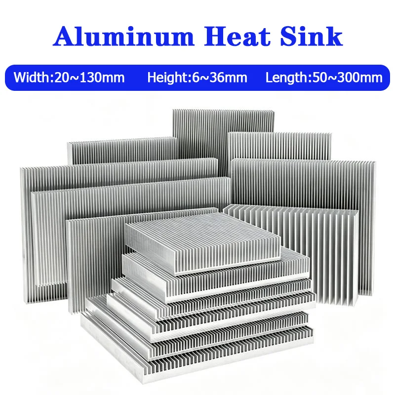 1pcs Width 20-130mm Aluminum Heat Sink Heatsink Radiator Heating Heat Dissipation Cooling for LED COB Light Power IC Transistor