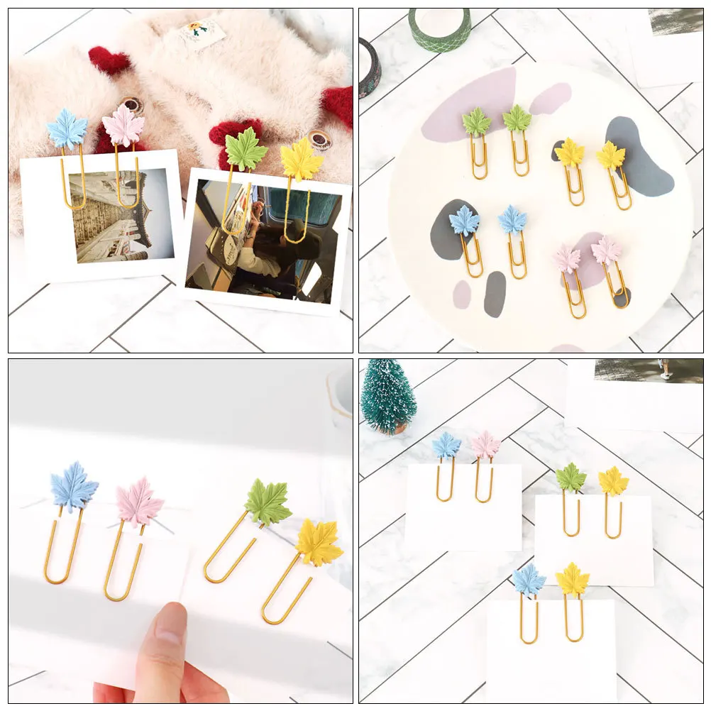 

20Pcs Maple Leaf Clips Cute Metal Shaped Paper Clips for Planner Notebook Office School Home Decorative Stationery