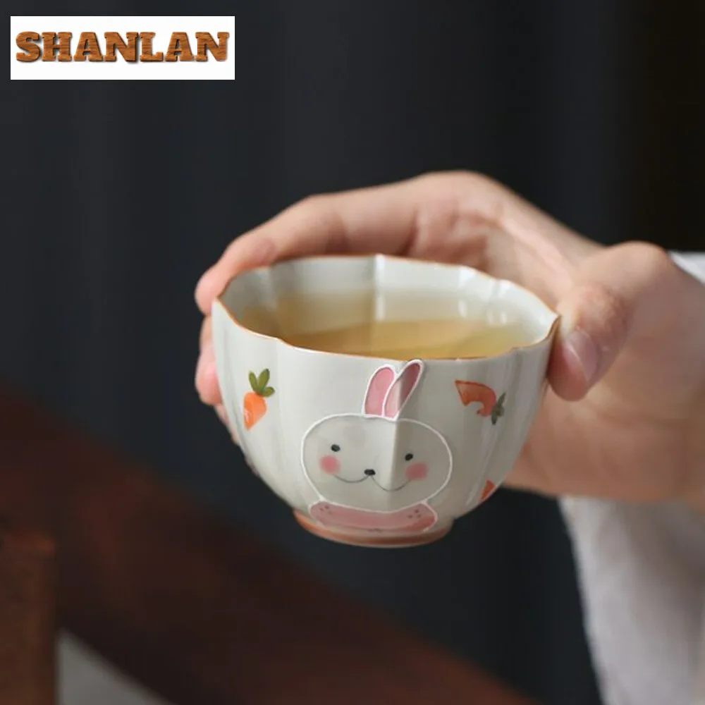 96ml Plant Ash Handmade Rabbit Master Cup Household Handpainted Distant Hills Teacup Antique Water Jug Fragrance Bowl Tableware