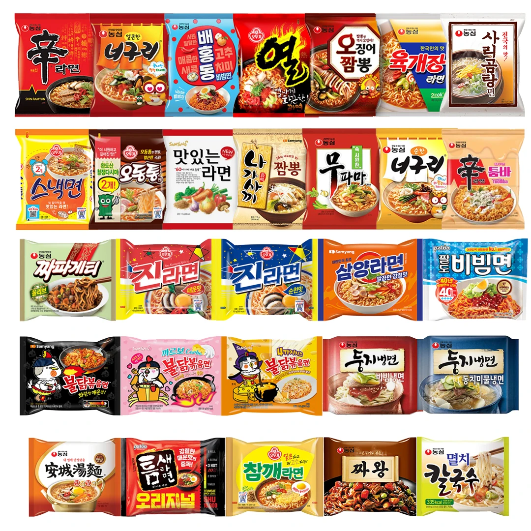 31-Piece Individual Pack of Instant Noodles (Snack Noodles + Samyang Noodles + Spicy Noodles + Jinbi-Beam Noodles + Jin Noodles + Anseong-Tang Noodles + Shin Noodles + Jajae-Gae-Tteok + Neoguri + Buld