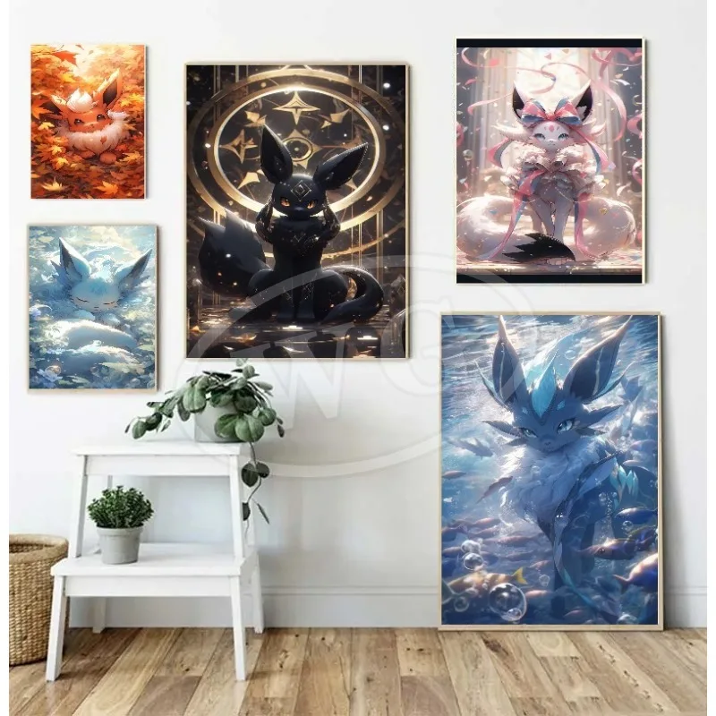 Pocket Monster Anime Characters Watercolor Oil Painting Poster  Living Room   Prints Wall Art Picture for LivingChildren's Gift