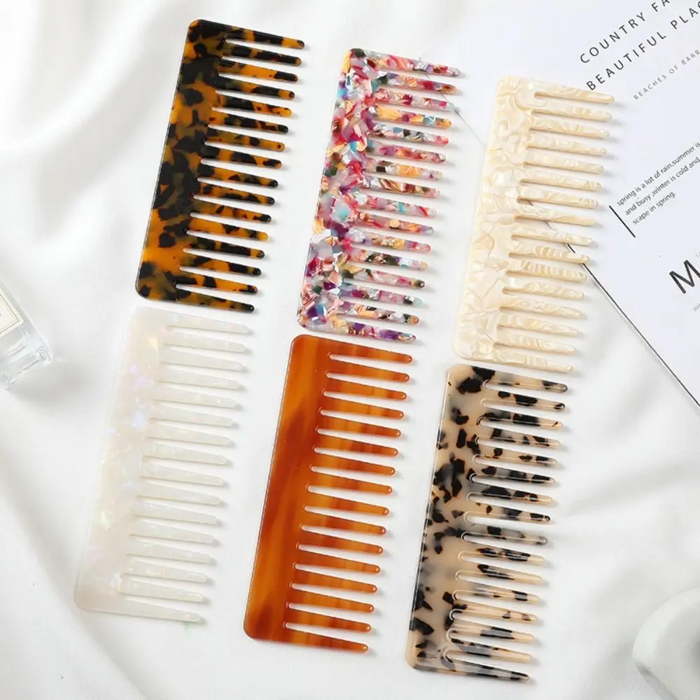 Wide Teeth Acetate Hair Combs Anti-static Salon Styling Massage Hair Brush Traveling Barber Colorful Hairdressing Comb Women