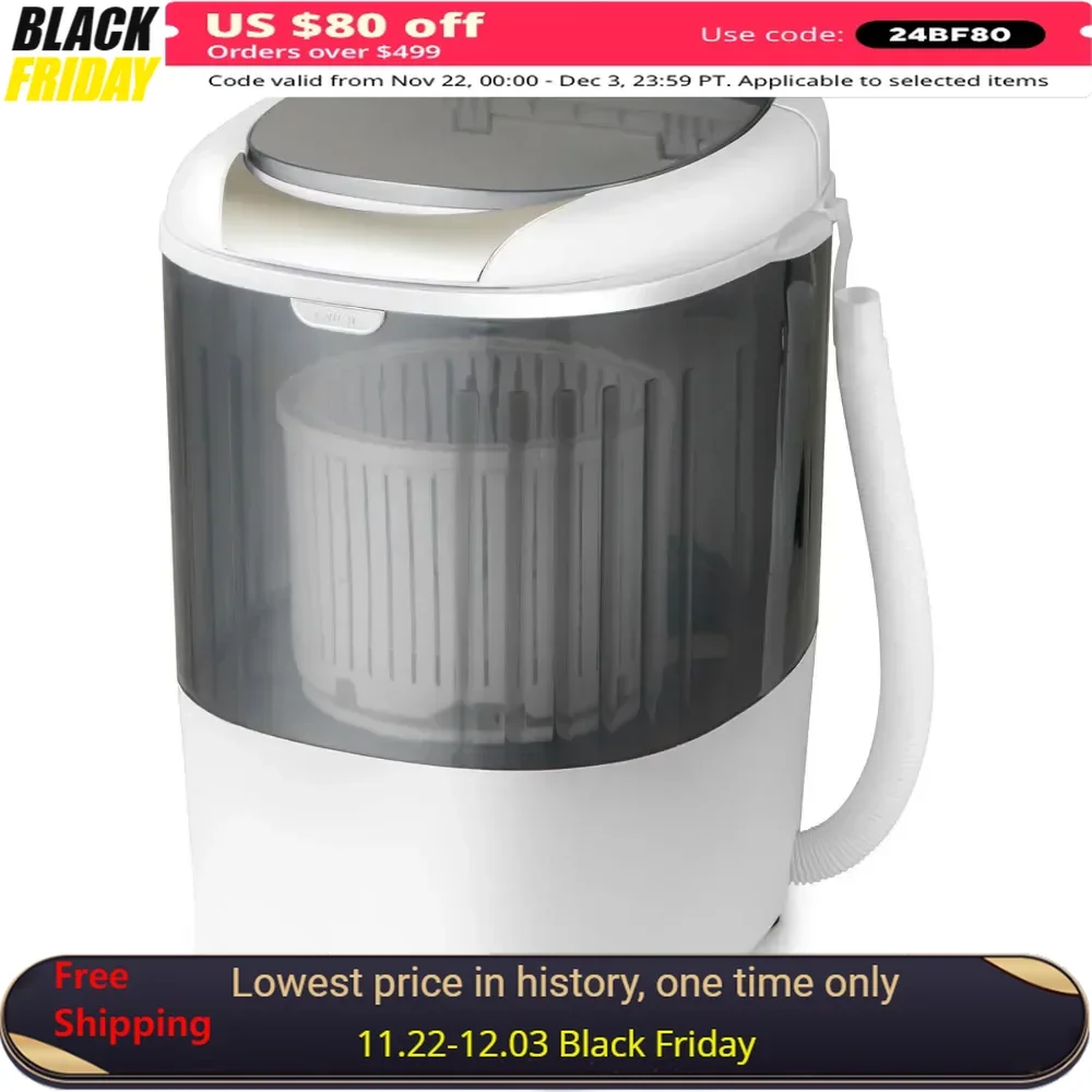 Portable Washing Machine, 5.5 Lbs Washing Capacity, Single Tub Rotary Controller, Full Automatic Washer Machine