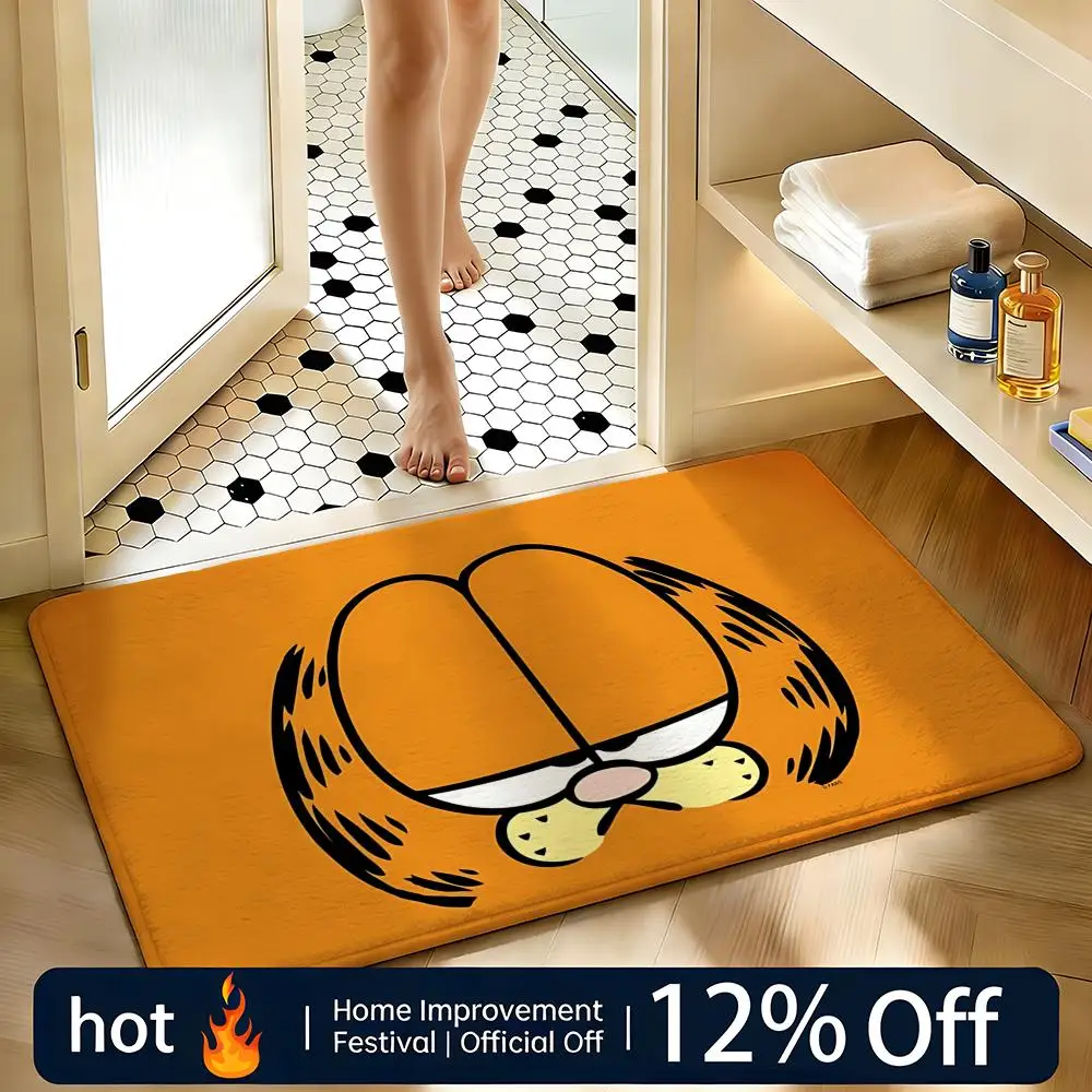 Soft Absorbent Non-Slip Rug Garfield Expression Floor Mat Home Decor Doormat Bedroom Floor Mat Shower Carpet