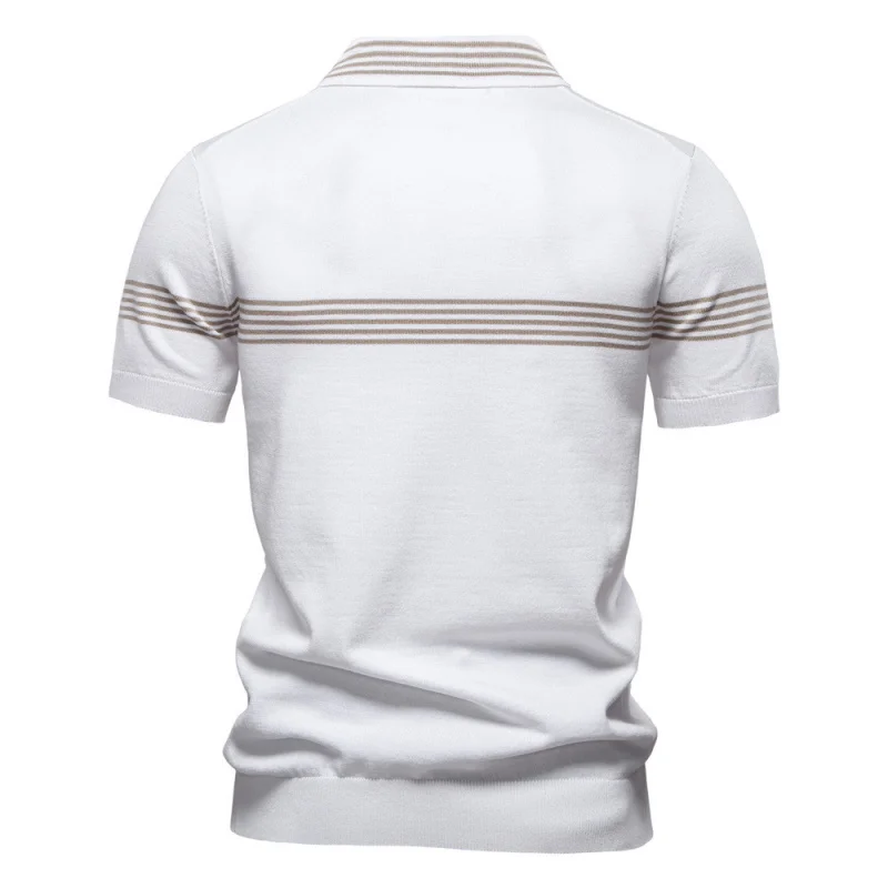 

2025Summer New European Size Turn-Down CollarPOLOFashion Striped Men's Business Short Sleeve Shirt