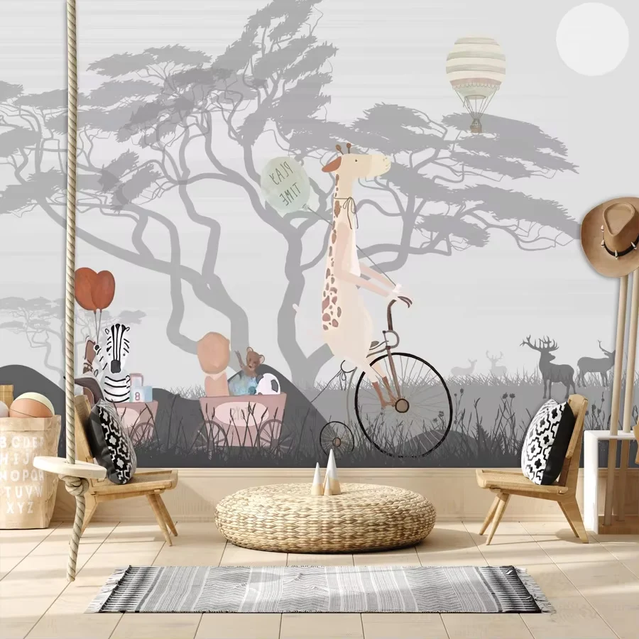 Self Adhesive Forest Wallpaper Wall Panel Home Decor Panel for Living Room Jungle Safari Animal Baby Kids Walls Renovation Mural